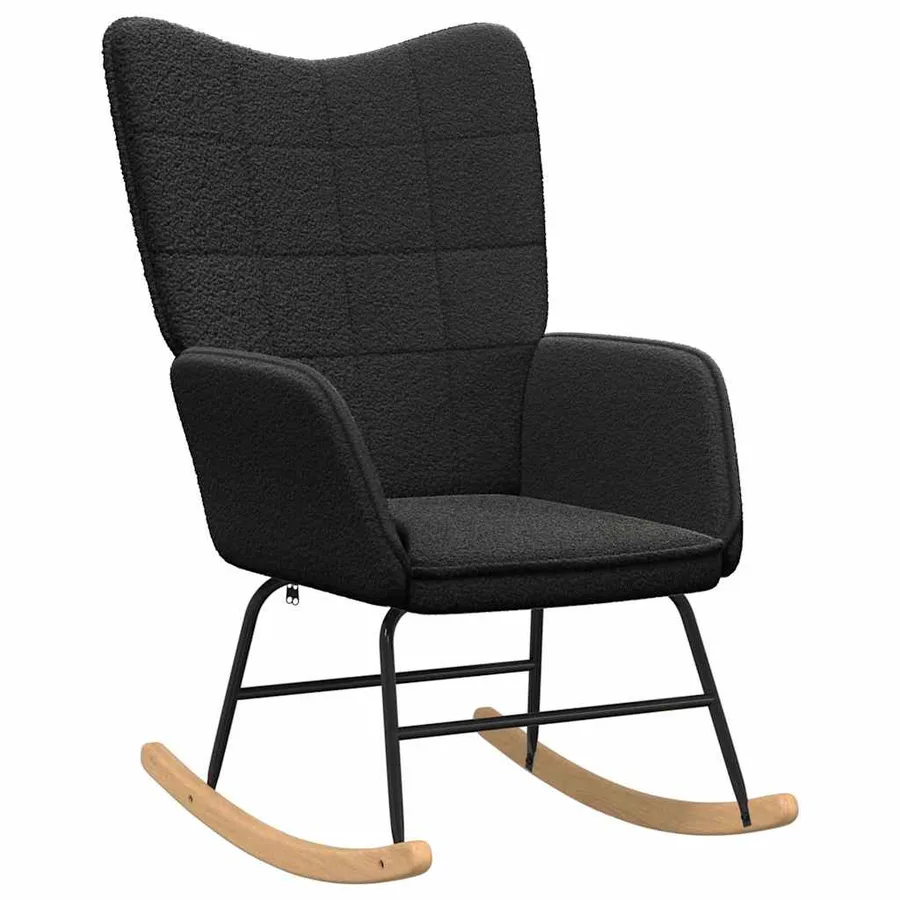 Chaise à bascule Noir Tissu Sherpa - 2