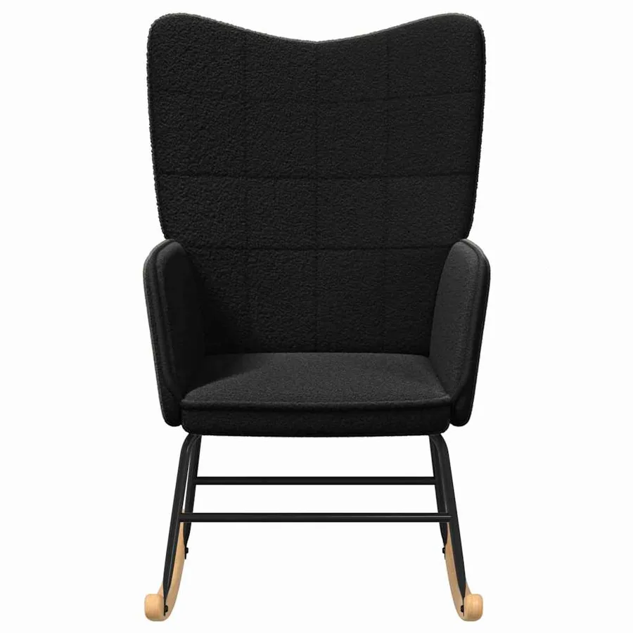 Chaise à bascule Noir Tissu Sherpa - 4