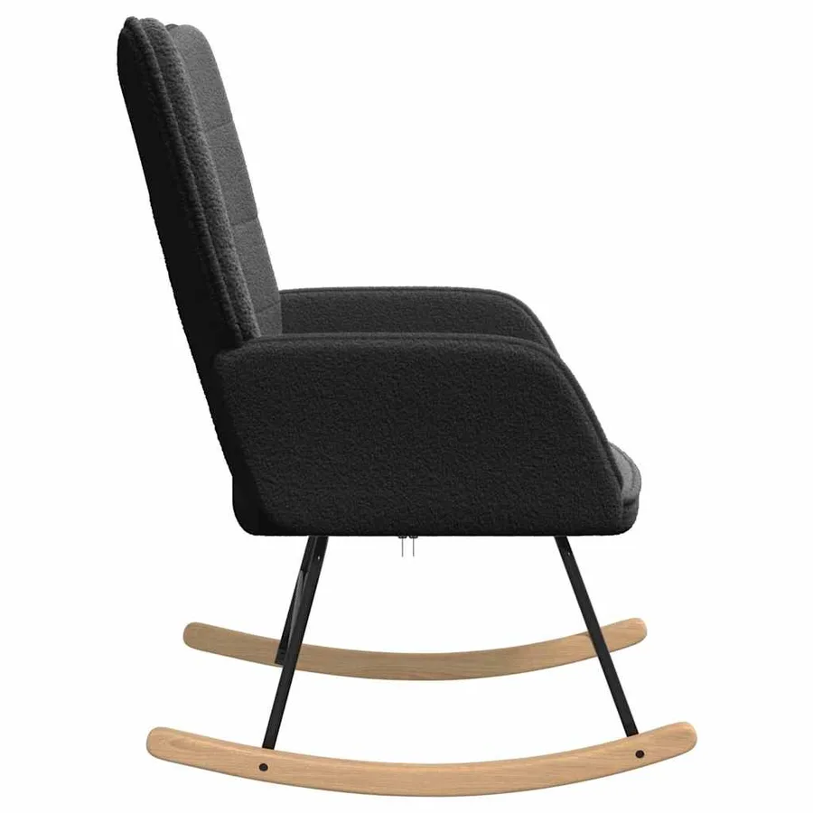 Chaise à bascule Noir Tissu Sherpa - 5