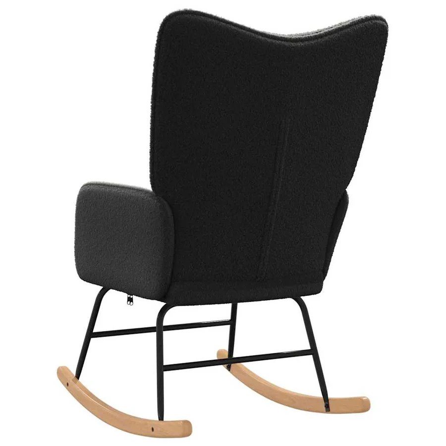 Chaise à bascule Noir Tissu Sherpa - 6