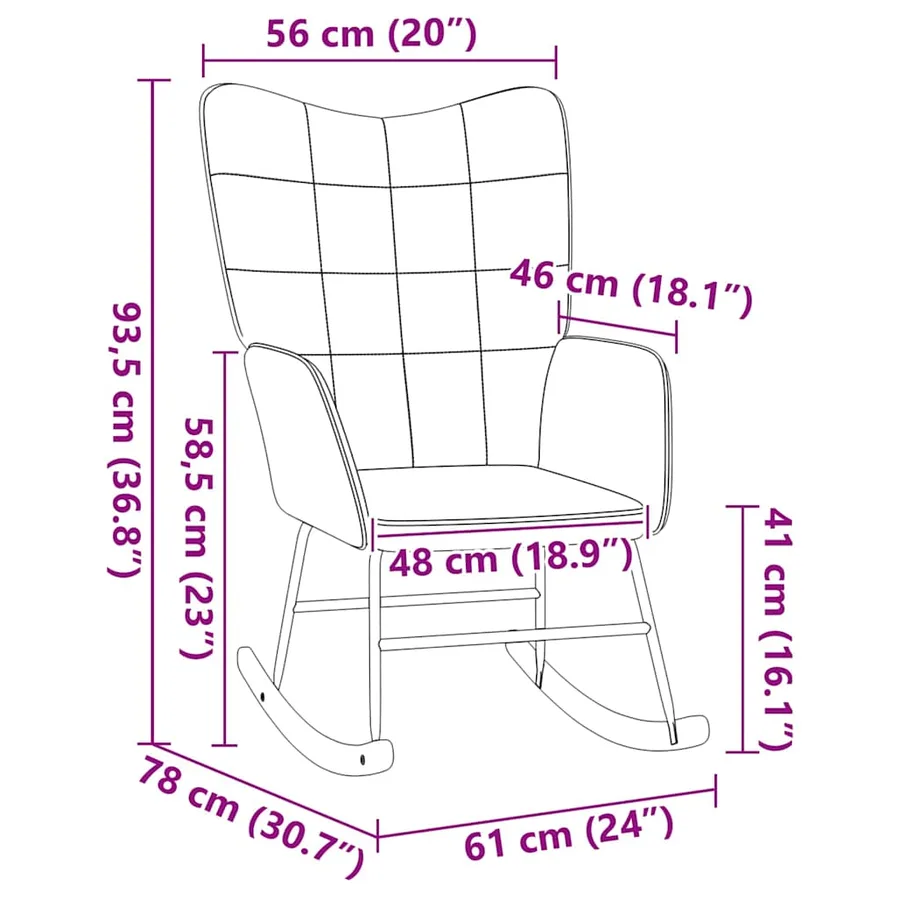 Chaise à bascule Noir Tissu Sherpa - 9