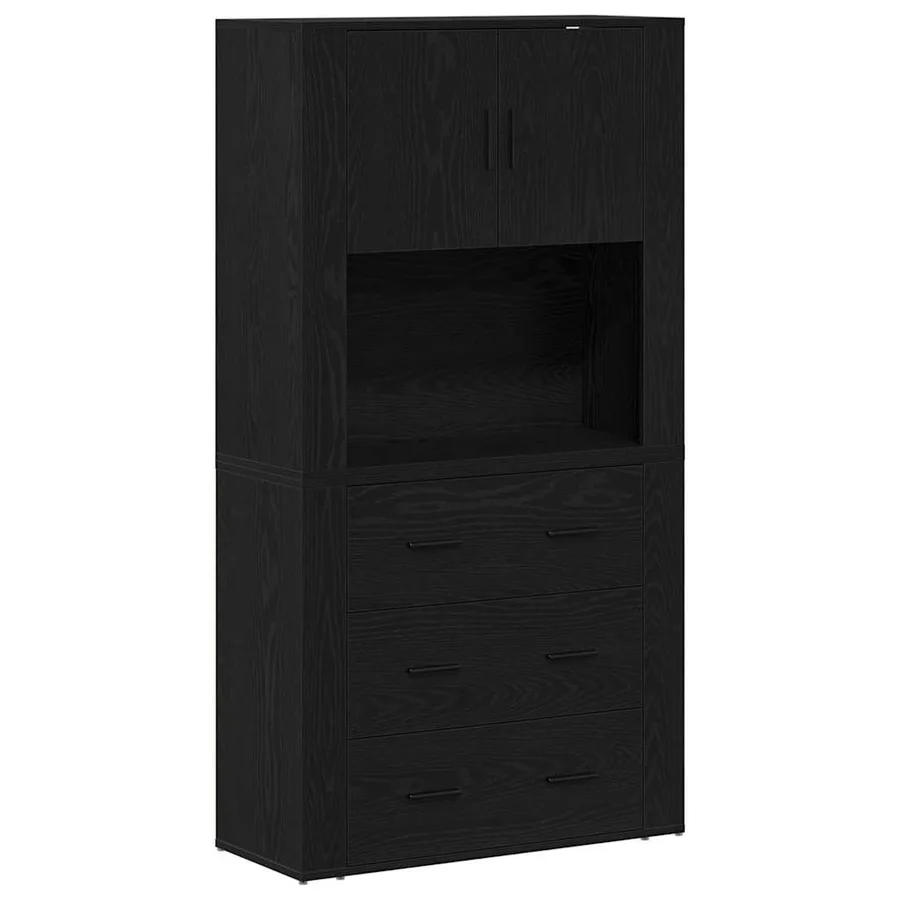 Haut Armoire Chêne noir 80 x 33 x 150 cm Bois d'ingénierie - 2
