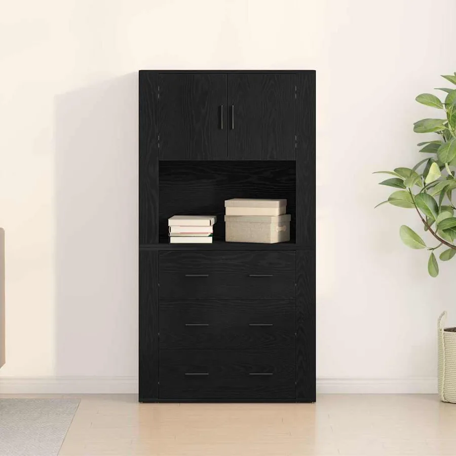 Haut Armoire Chêne noir 80 x 33 x 150 cm Bois d'ingénierie - 4