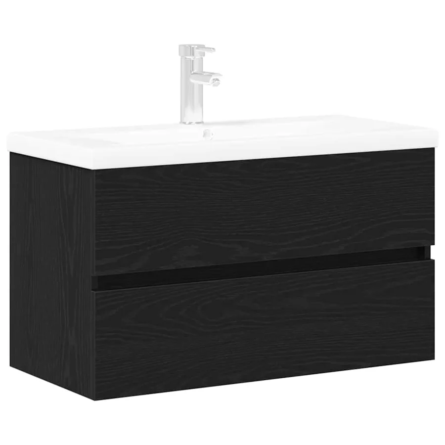 Meuble de Lavabo de Salle de Bain Chêne noir 80 x 39 x 62 cm - 2