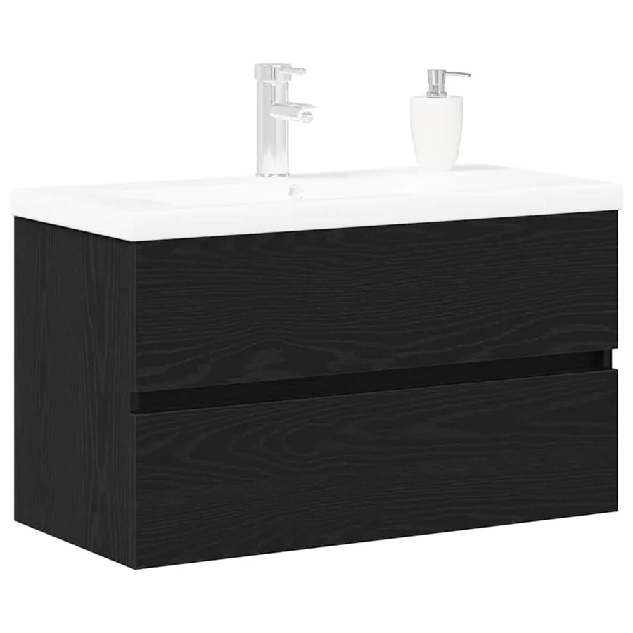 Meuble de Lavabo de Salle de Bain Chêne noir 80 x 39 x 62 cm - 3