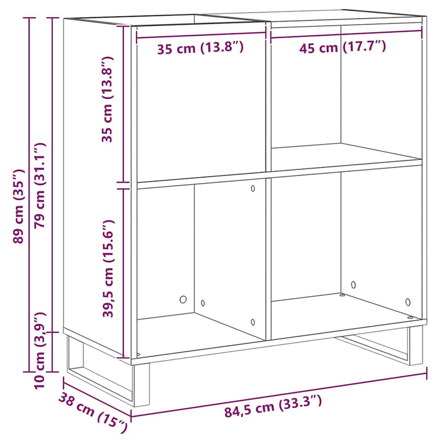 Meuble à vinyles avec étagère Bois ancien 84,5 x 38 x 89 cm - 11