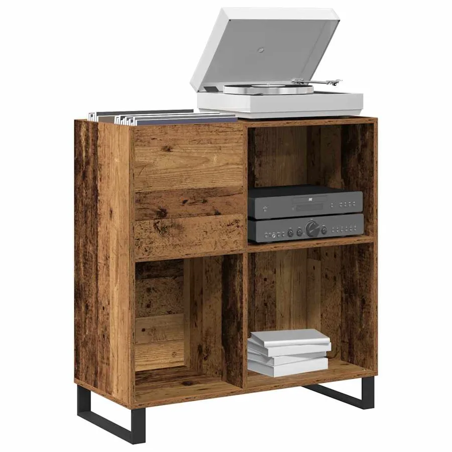 Meuble à vinyles avec étagère Bois ancien 84,5 x 38 x 89 cm - 3