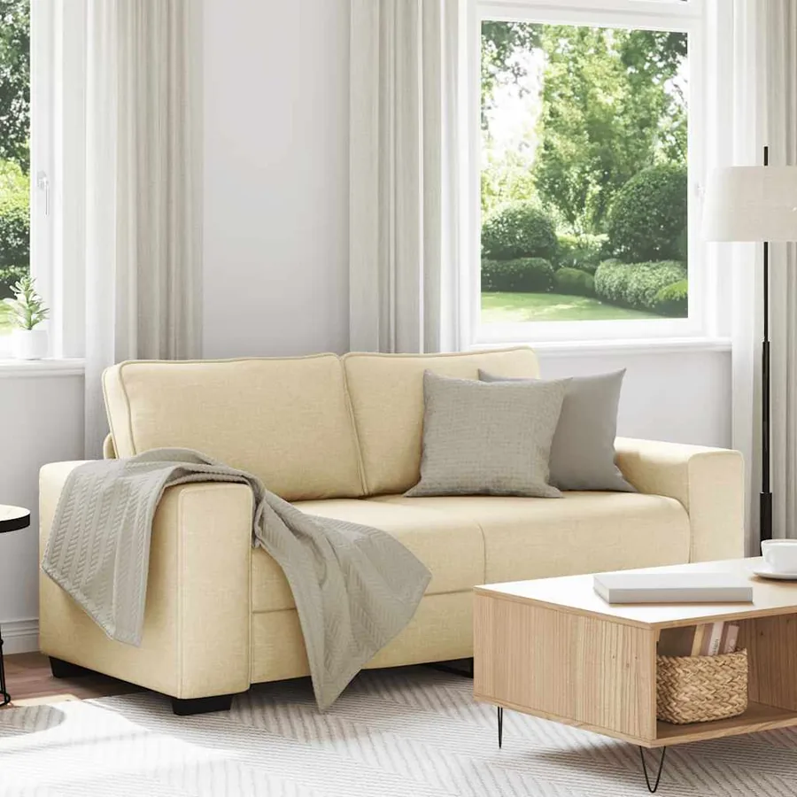 Canapé 2 places crème 180x77x82 cm en tissu