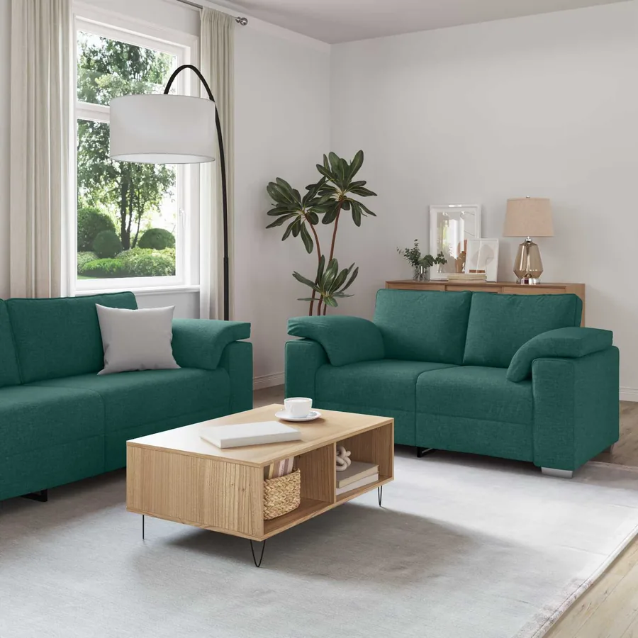 Canapé 2 pcs Vert foncé 219 x 80 x 82 cm tissu