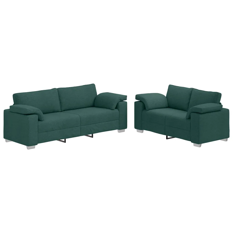 Canapé 2 pcs Vert foncé 219 x 80 x 82 cm tissu - 2