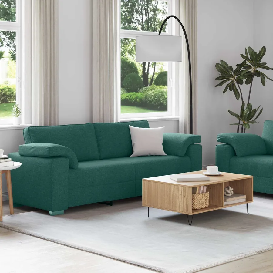 Canapé 2 pcs Vert foncé 219 x 80 x 82 cm tissu - 3