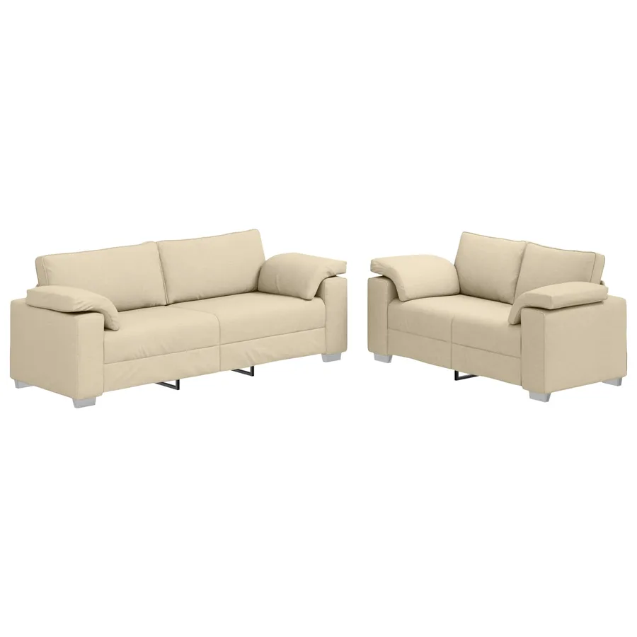 Canapé 2 pcs Crème 219 x 80 x 82 cm tissu - 2