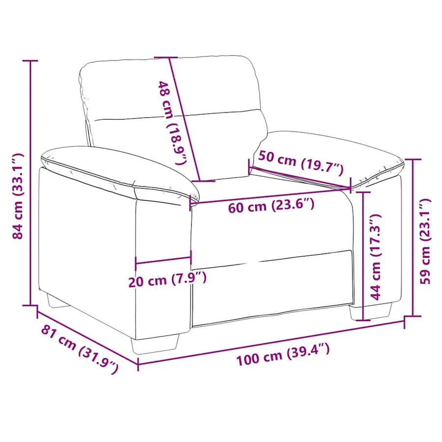 Fauteuil canapé 100x81x84 cm Lin - 9