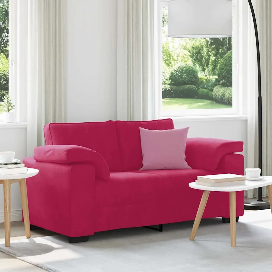Canapé deux places rouge bordeaux 160 x 77 x 82 cm velours