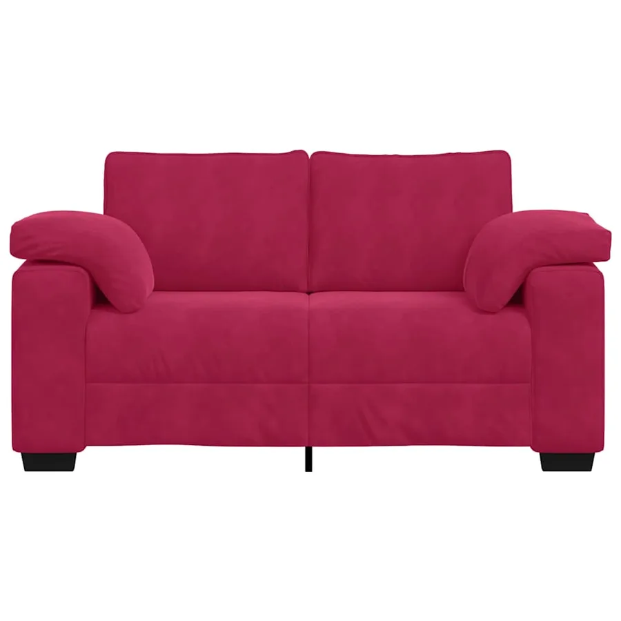 Canapé deux places rouge bordeaux 160 x 77 x 82 cm velours - 4