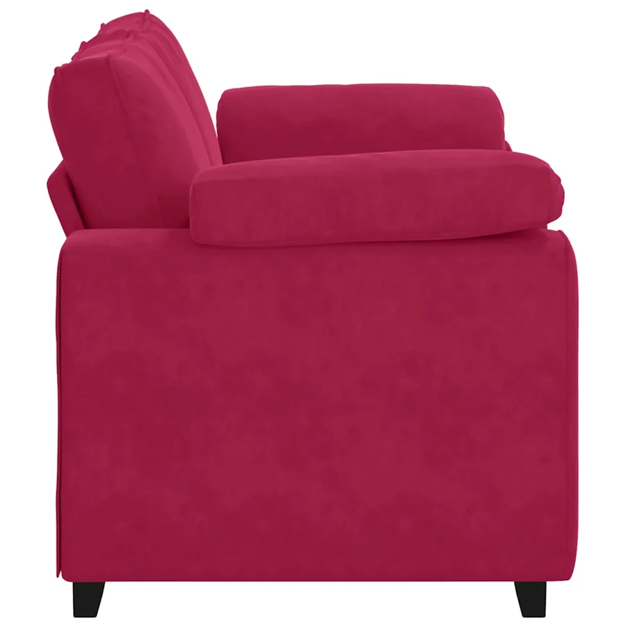Canapé deux places rouge bordeaux 160 x 77 x 82 cm velours - 5
