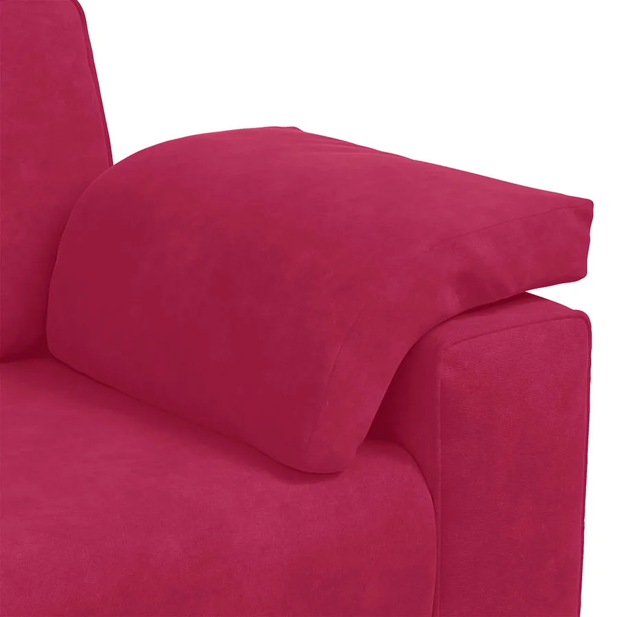 Canapé deux places rouge bordeaux 160 x 77 x 82 cm velours - 7