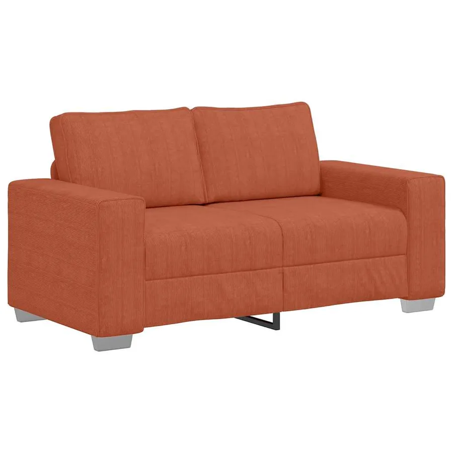 Canapé deux places rouge orangé 160x77x82 cm en tissu velours côtelé - 2
