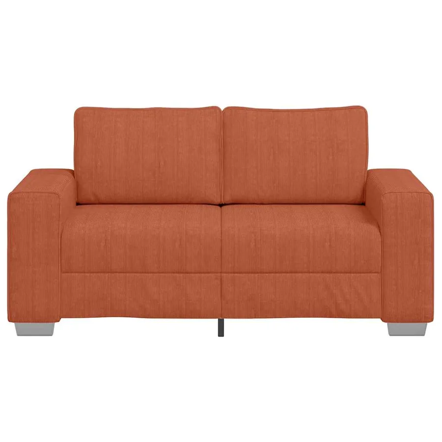 Canapé deux places rouge orangé 160x77x82 cm en tissu velours côtelé - 4