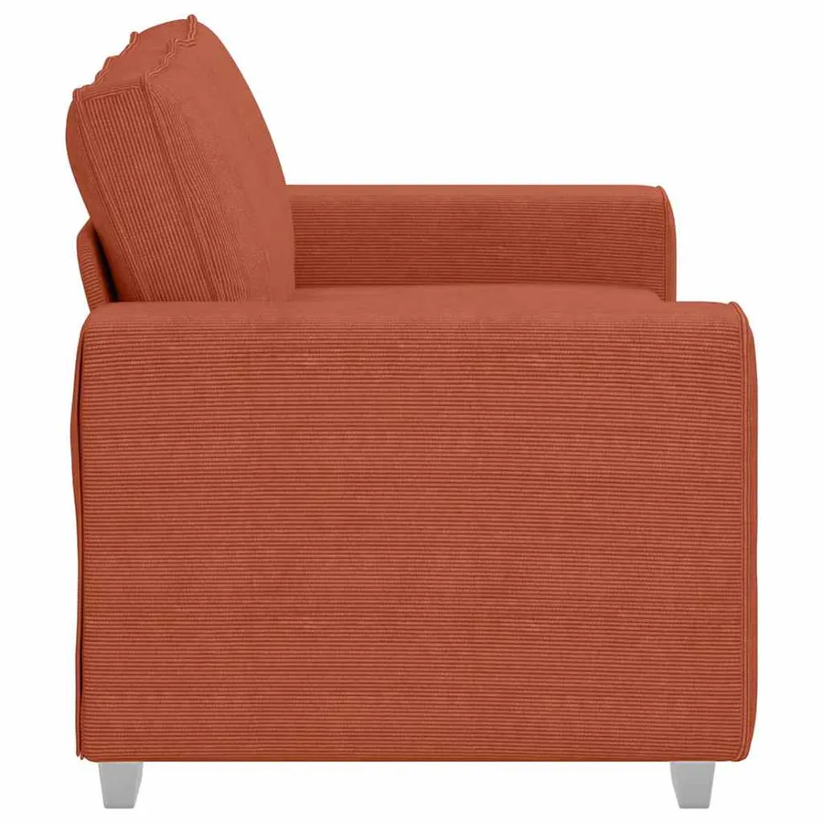 Canapé deux places rouge orangé 160x77x82 cm en tissu velours côtelé - 5