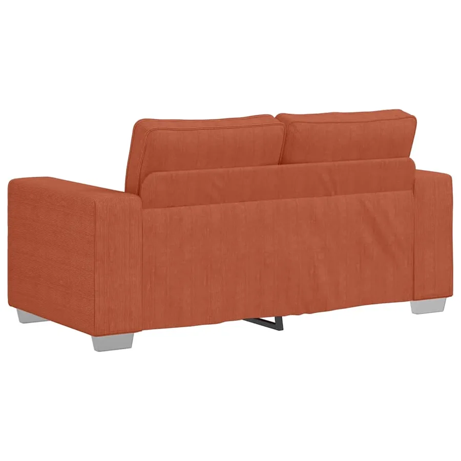 Canapé deux places rouge orangé 160x77x82 cm en tissu velours côtelé - 6