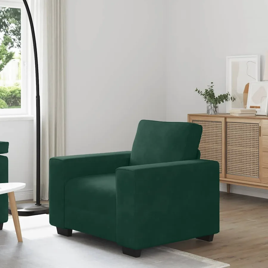 Fauteuil canapé vert foncé 100x77x82 cm velours