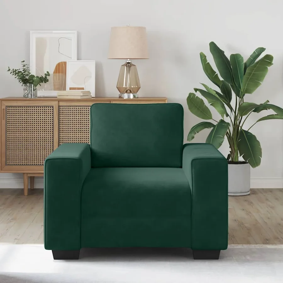 Fauteuil canapé vert foncé 100x77x82 cm velours - 3