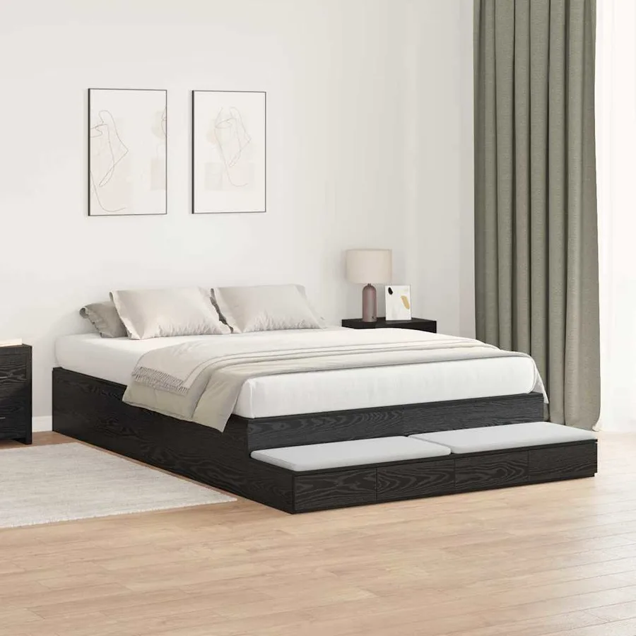 Cadre de lit avec rangement Chêne noir 140 cm Bois d'ingénierie - 5
