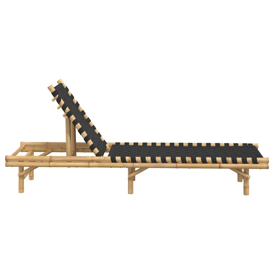 Transat en bambou avec sangles tissées noires 55 x 200 x 30 cm - 5