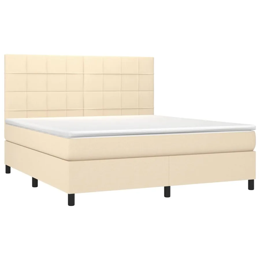 Sommier à lattes de lit et matelas et LED Crème 180x200cm Tissu - 3