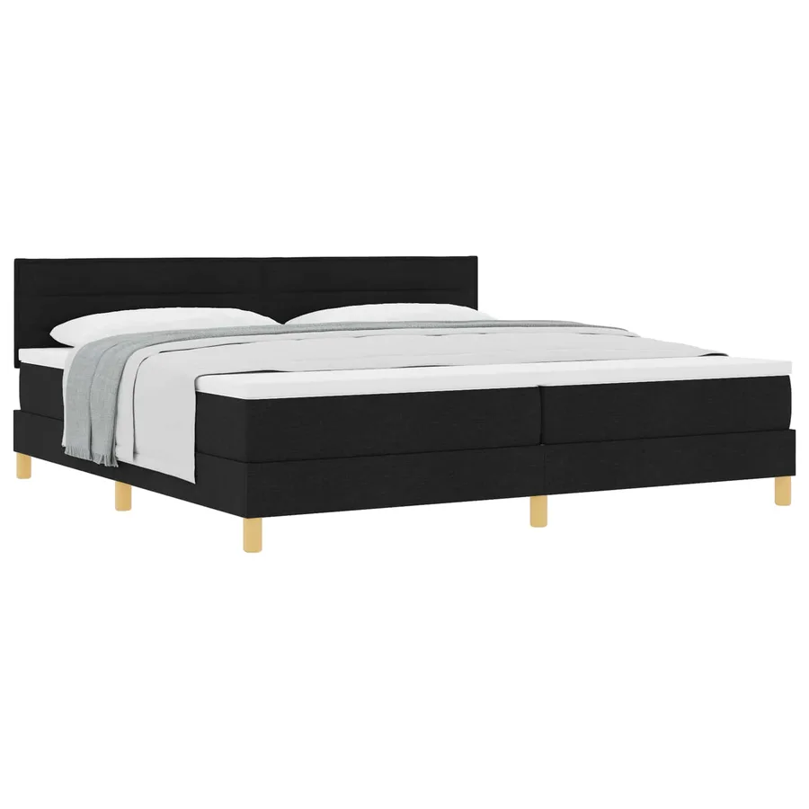 Lit à ressorts avec coussin Noir 200 x 200 cm tissu - 2
