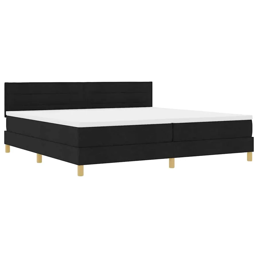 Lit à ressorts avec coussin Noir 200 x 200 cm tissu - 4