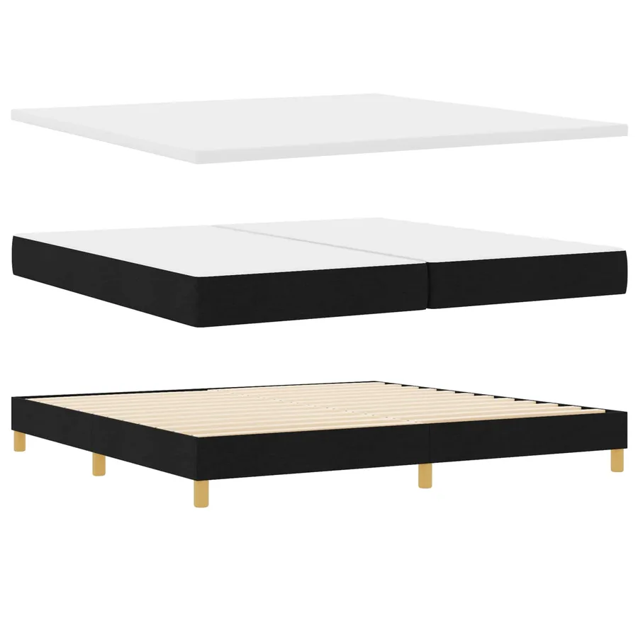 Lit à ressorts avec coussin Noir 200 x 200 cm tissu - 5