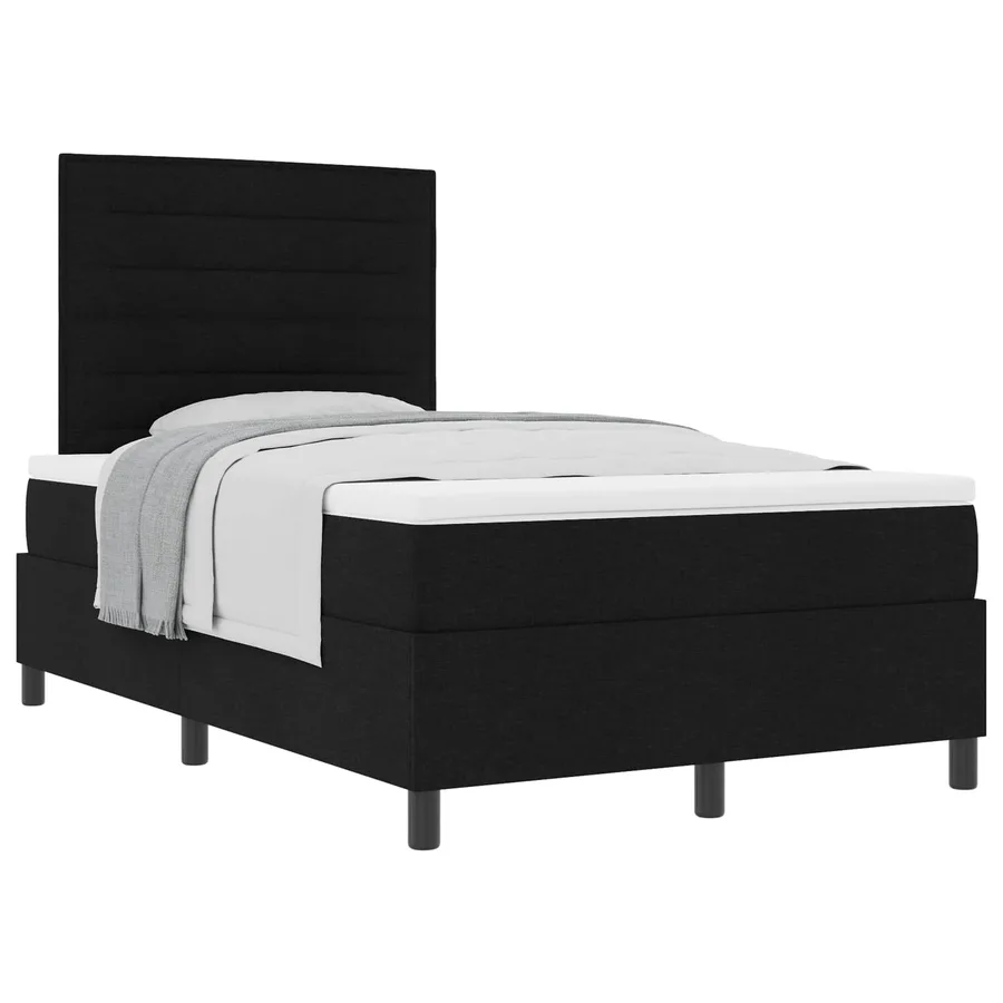 Lit à ressorts avec matelas Noir 120 x 200 cm tissu - 2