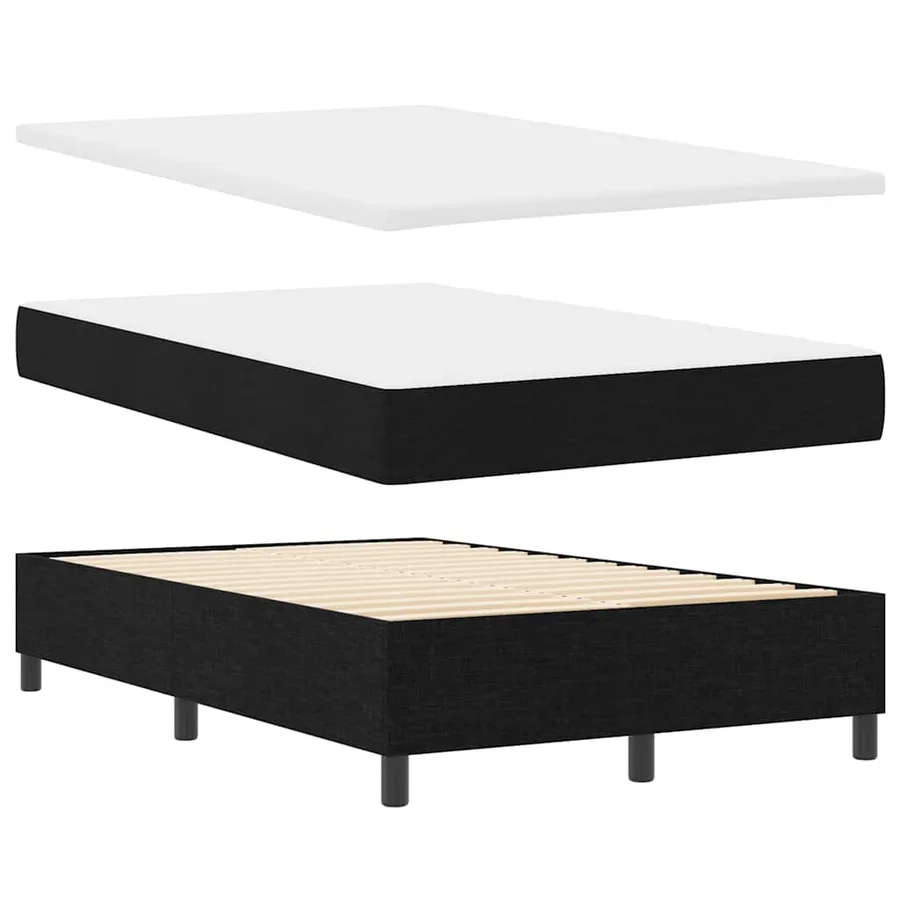 Lit à ressorts avec matelas Noir 120 x 200 cm tissu - 6