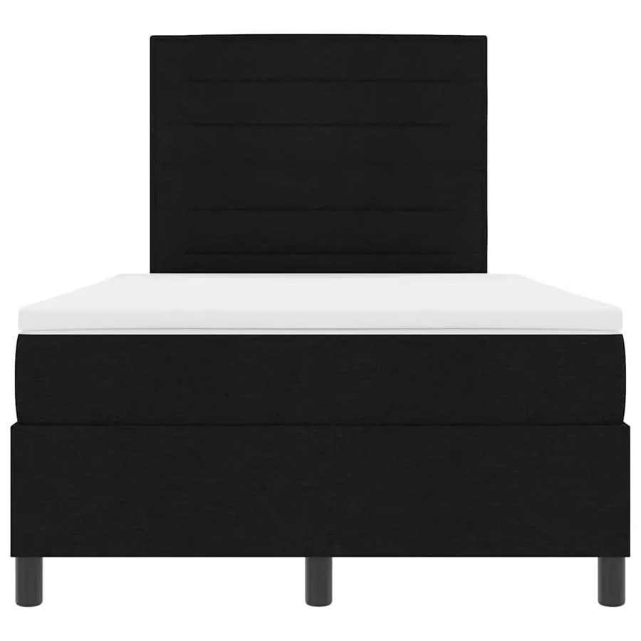 Lit à ressorts avec matelas Noir 120 x 200 cm tissu - 7