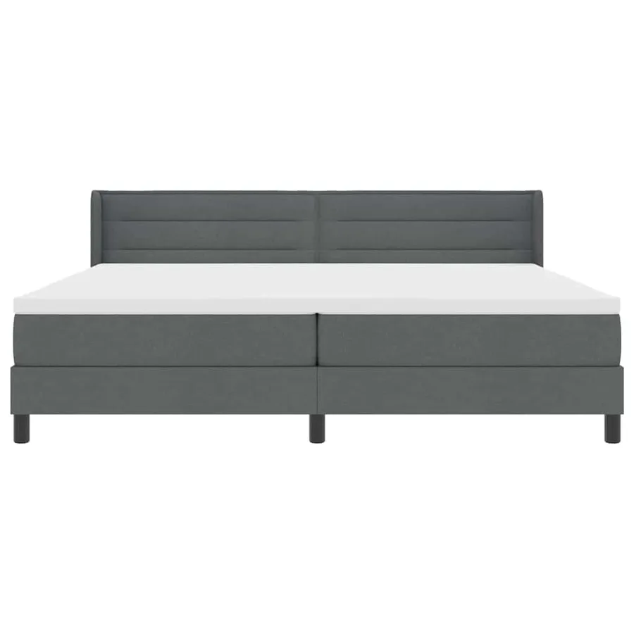 Lit à ressorts avec tête de lit Gris foncé 200 x 200 cm tissu - 7