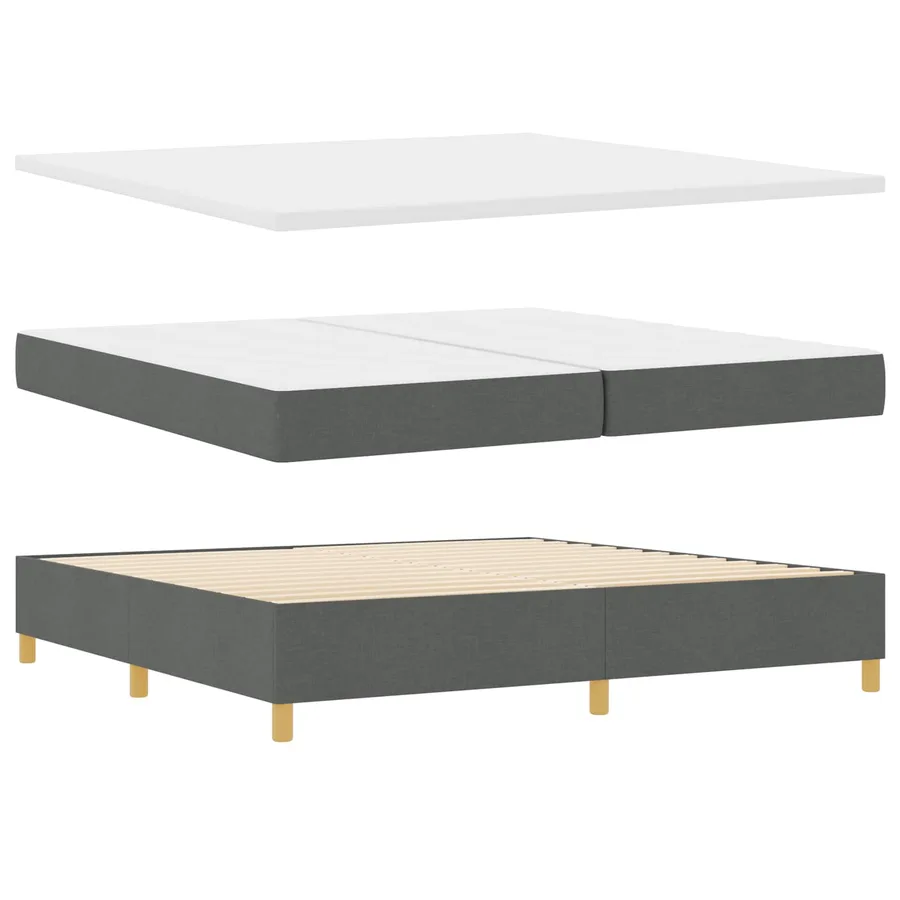 Lit à ressorts avec matelas Gris foncé 200 x 200 cm tissu - 5