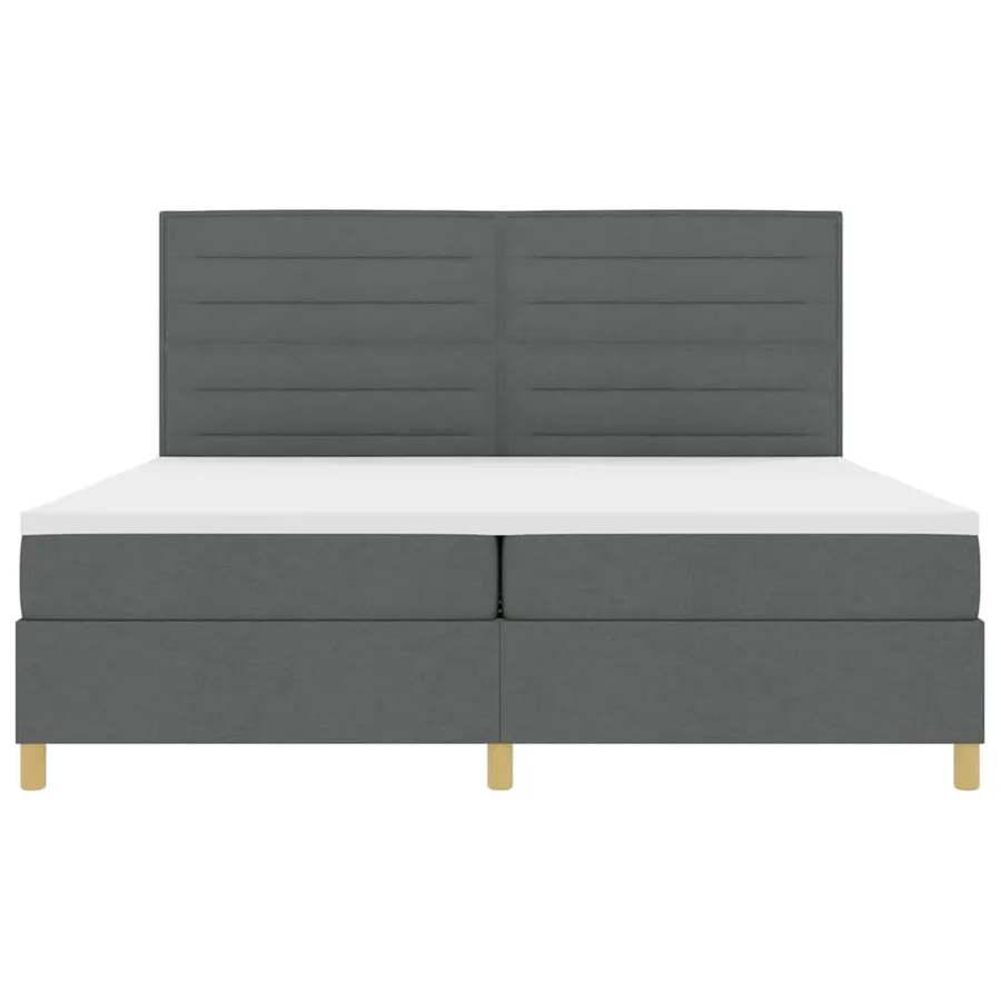 Lit à ressorts avec matelas Gris foncé 200 x 200 cm tissu - 6