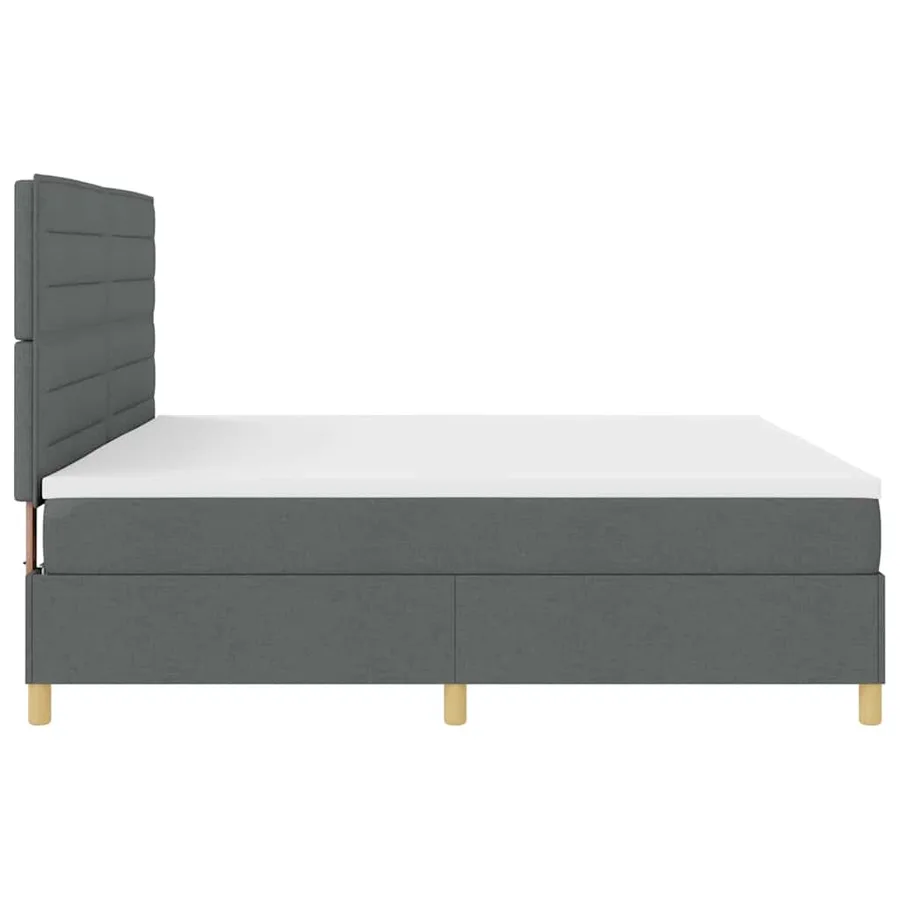 Lit à ressorts avec matelas Gris foncé 200 x 200 cm tissu - 7
