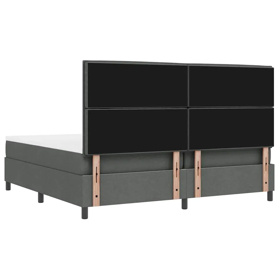 Lit à ressorts avec matelas Gris foncé 200 x 200 cm tissu - 11