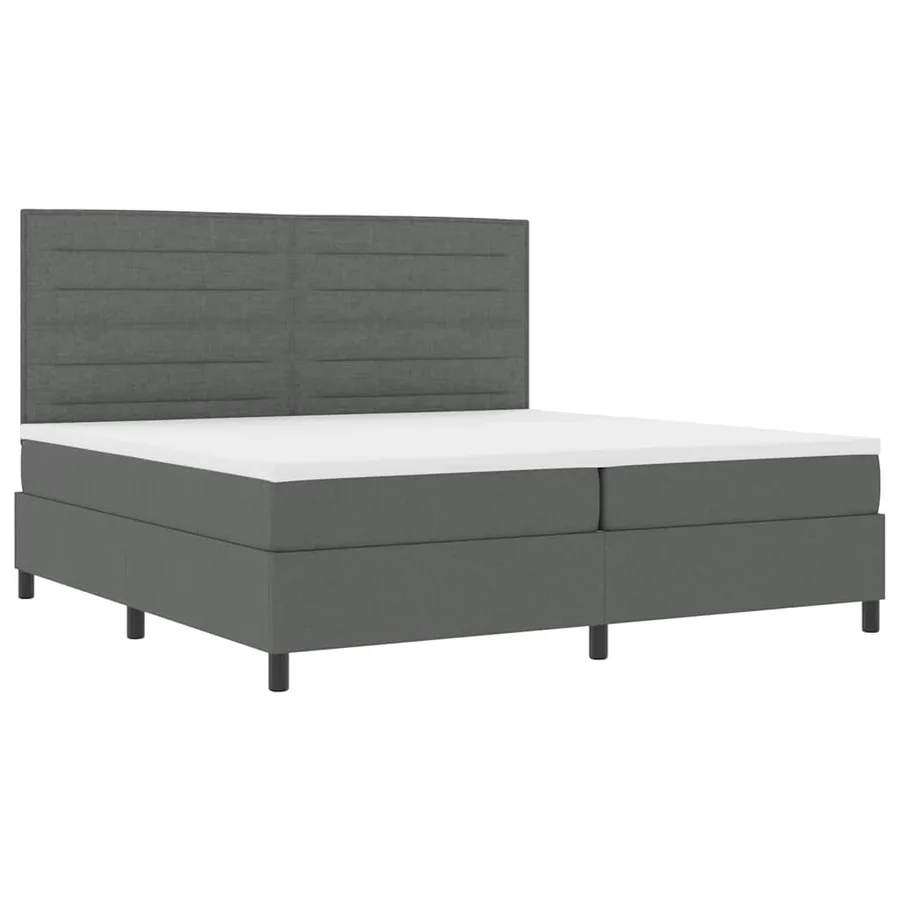 Lit à ressorts avec matelas Gris foncé 200 x 200 cm tissu - 6