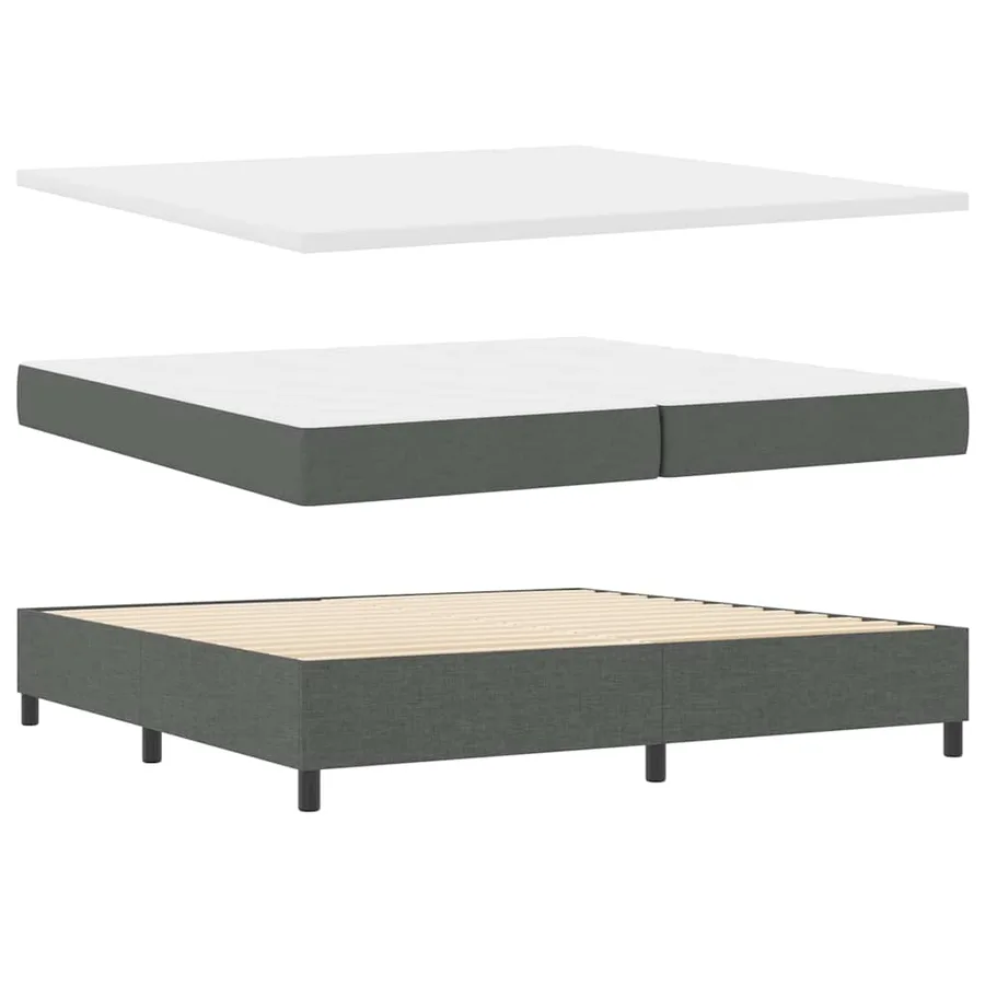 Lit à ressorts avec matelas Gris foncé 200 x 200 cm tissu - 7
