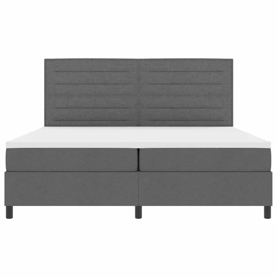 Lit à ressorts avec matelas Gris foncé 200 x 200 cm tissu - 9
