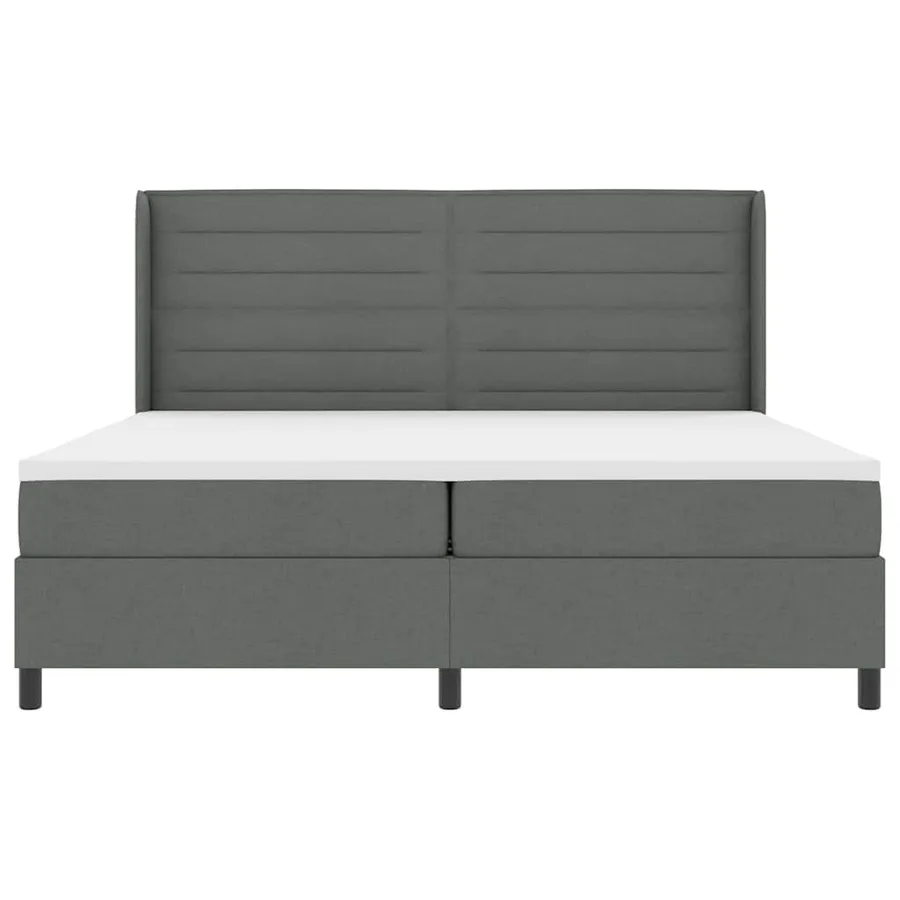 Lit à ressorts avec matelas Gris foncé 200 x 200 cm tissu - 7