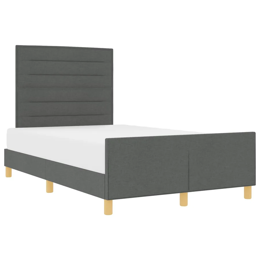 Cadre de lit avec tête de lit Gris foncé 120 x 200 cm tissu - 2