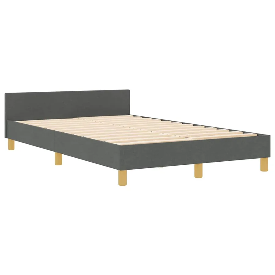 Cadre de lit avec tête de lit Gris foncé 120 x 200 cm tissu - 5