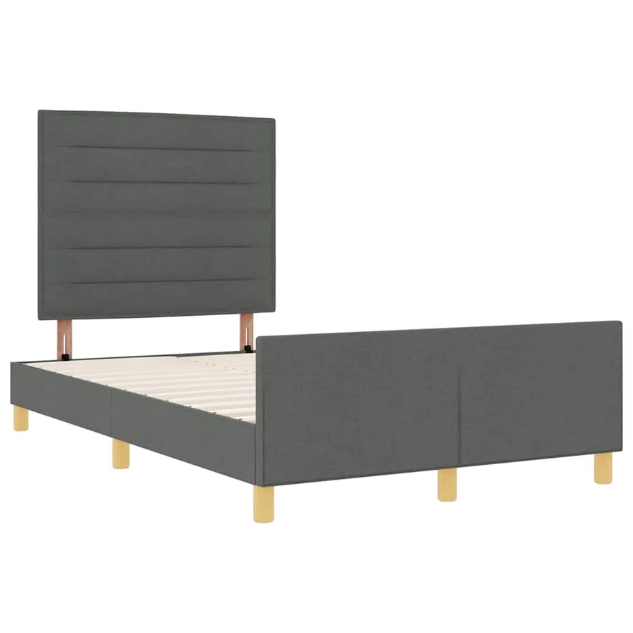 Cadre de lit avec tête de lit Gris foncé 120 x 200 cm tissu - 6