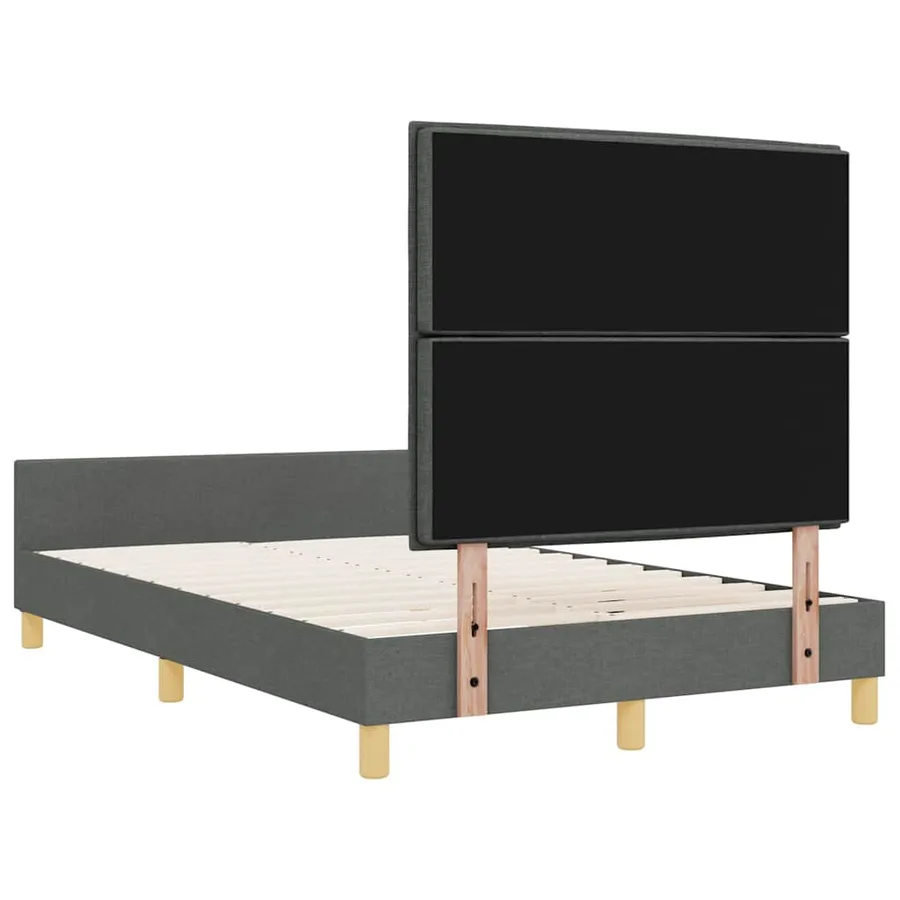 Cadre de lit avec tête de lit Gris foncé 120 x 200 cm tissu - 9