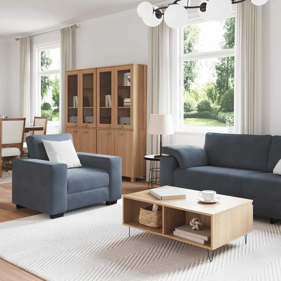 Ensemble de canapés 3 pcs avec coussins Gris foncé Velours - 3